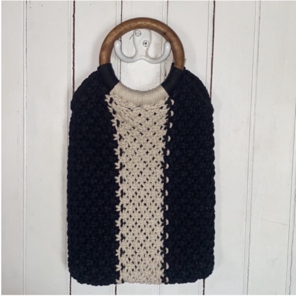 Laude the Label Gabby Mini Macrame Bag Off-White Black - Picture 4 of 8